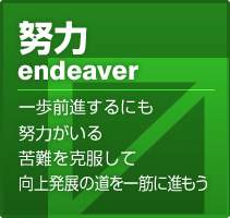 努力-一歩前進するにも努力がいる。苦難を克服して向上発展の道を一筋に進もう。